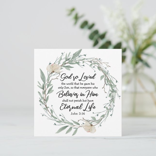John 3:16 God so Loved the World Bible Verse Card (Standing Front)