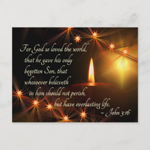 John 3:16 God so loved the world, Christmas Candle Postcard