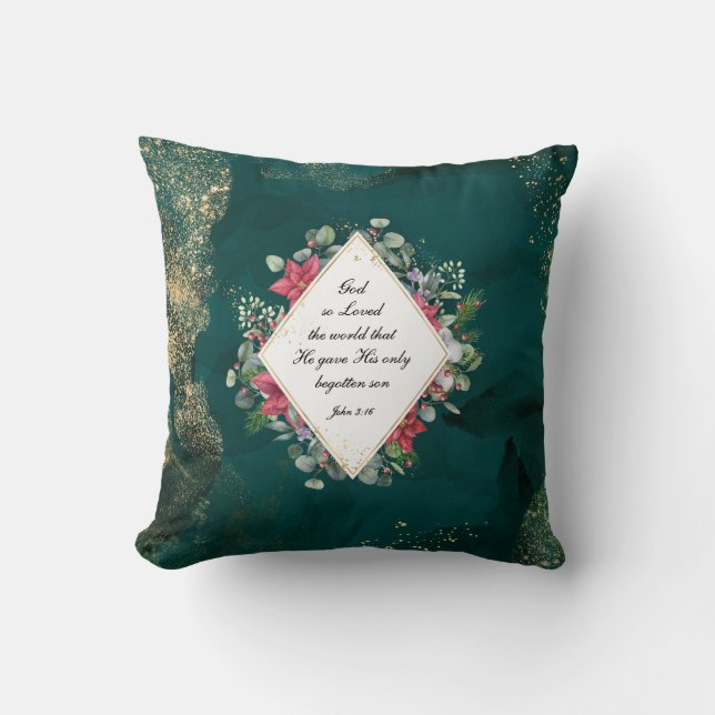 John.3:16 God so Loved the World, Christmas Cushion (Front)