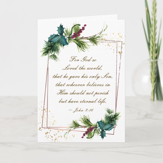 John 3:16 God so Loved the World Christmas Holiday Card (Front)