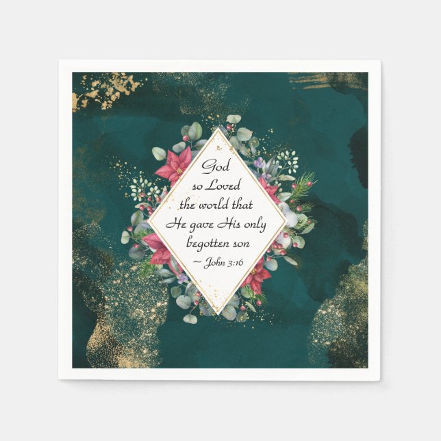 John.3:16 God so Loved the World, Christmas Napkin (Front)