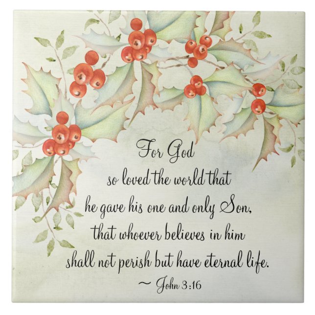 John 3:16 God so Loved the World, Christmas Tile (Front)