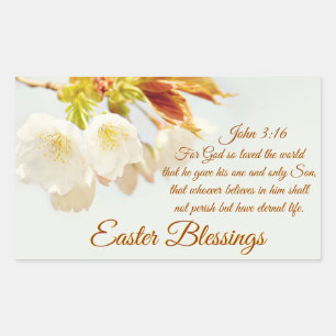 John 3:16 God so loved the world, Easter Rectangular Sticker