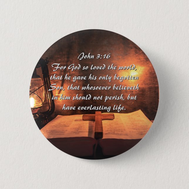 John 3:16 God so loved the world, lantern 6 Cm Round Badge (Front)