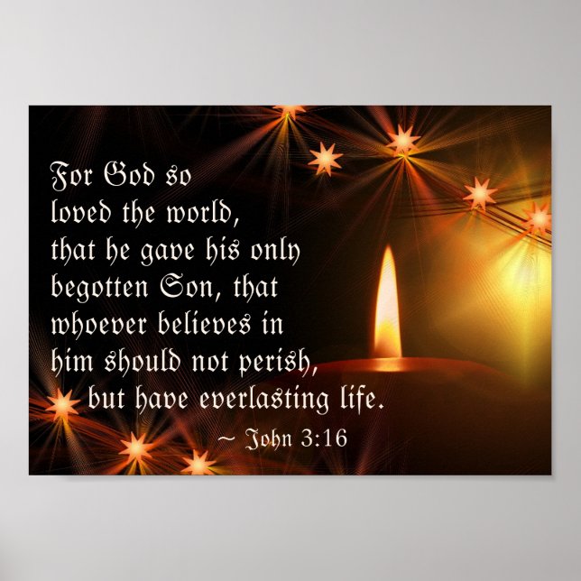 John 3:16 God so loved the world, Scripture Candle Poster (Front)