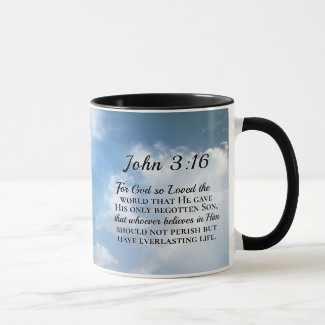 John 3:16 God so Loved the World Wooden Cross Mug (Right)