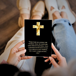 John 3:16 Gold Cross Foil Card