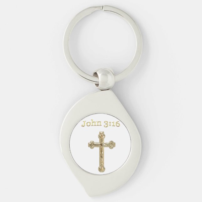 John 3:16 Gold cross Key Ring (Front)