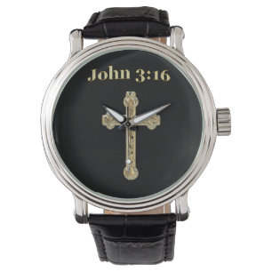 John 3:16 Gold cross Watch
