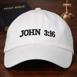 John 3:16 Grace Verses White Embroidery Christian Embroidered Hat