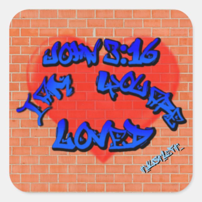 John 3:16 Graffiti Square Sticker (Front)