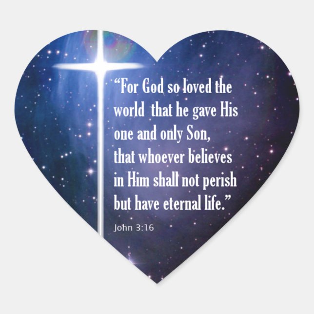 John 3:16 heart sticker (Front)
