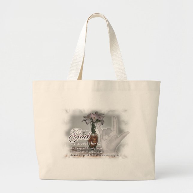 John 3:16 ILY Large Tote Bag (Front)