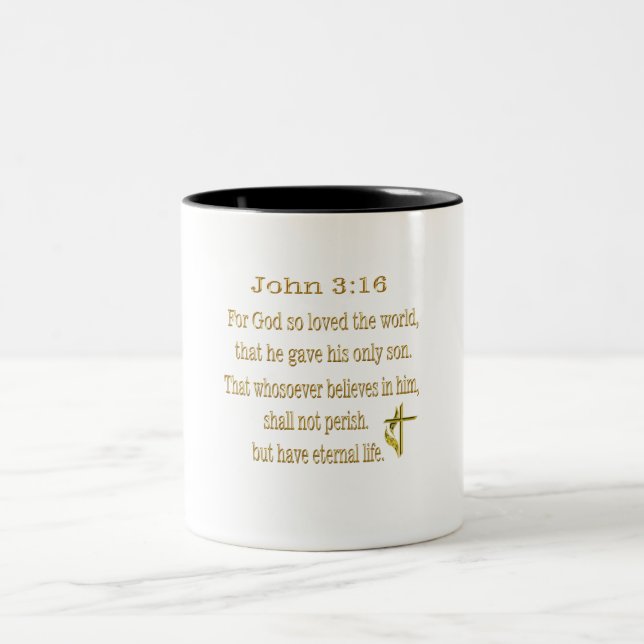 John 3:16  items Two-Tone coffee mug (Center)