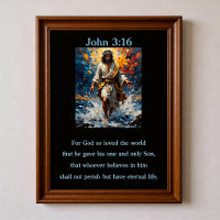 John 3:16 Jesus Walking On Water Stormy Sea
