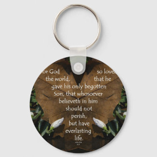 john 3:16 king james on heart leaf key ring