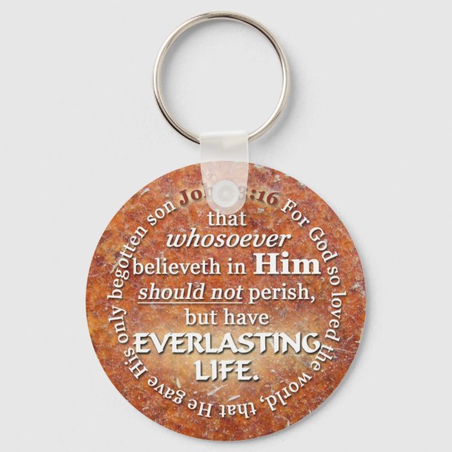 John 3:16 KJV Everlasting Life Bible Verse Quote Key Ring (Front)