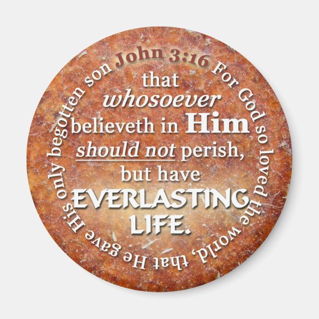 John 3:16 KJV Everlasting Life Bible Verse Quote Magnet (Front)