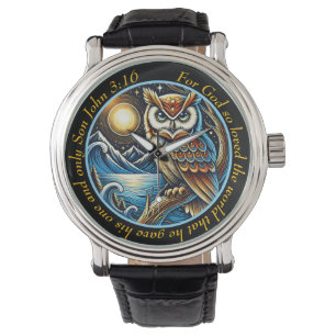 John 3:16 Majestic Owl Timepiece Nature Faith Watch