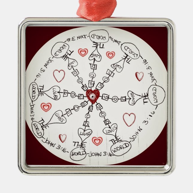 John 3:16 Mandala Metal Tree Decoration (Front)