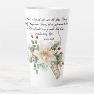 John 3:16 - Merry Christmas Scripture Floral Latte Mug