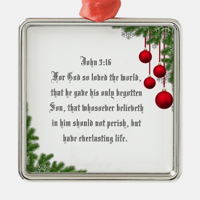 JOHN 3:16 METAL TREE DECORATION (Front)