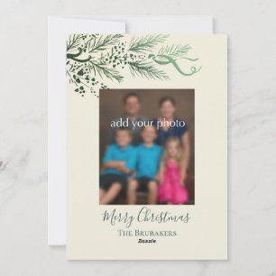 John 3:16 Modern Pine Photo Christian Christmas Holiday Card