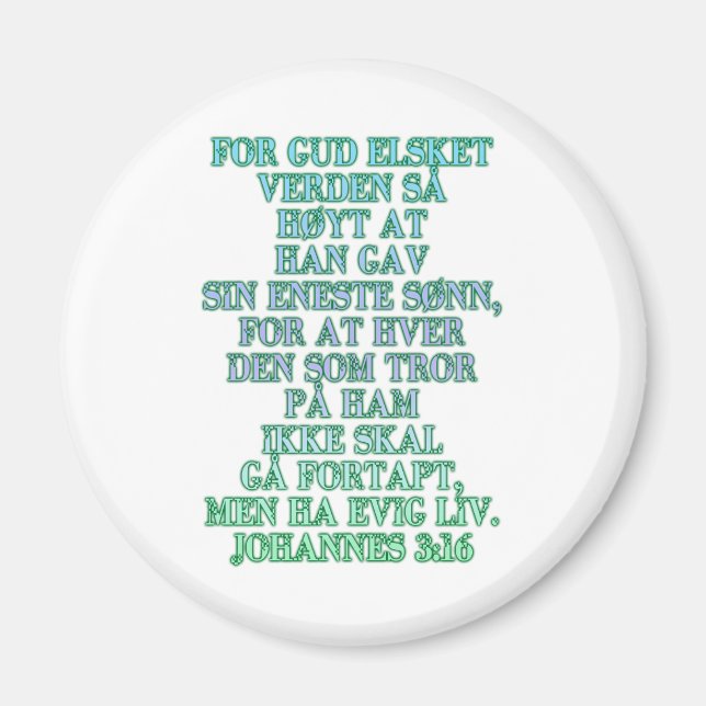 John 3:16 Norwegian Magnet (Front)