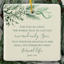 John 3:16 Personalised Sage Pine Christmas Gift 