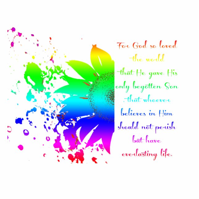 John 3:16 rainbow sunflower magnet photo sculpture magnet (Front)