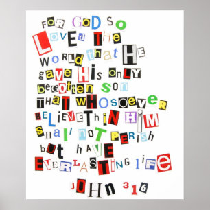 John 3:16 Ransom Note Poster