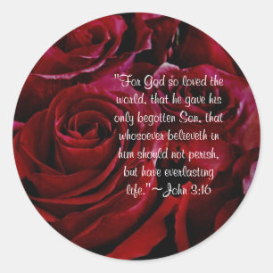 John 3:16 red roses sticker