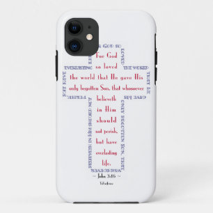 John 3:16 Red, White and Blue Cross iPhone 11 Case
