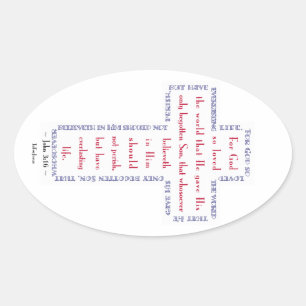 John 3:16 Red, White and Blue Cross Oval Sticker