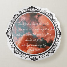 John 3:16 Round Accent Pillow