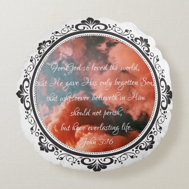 John 3:16 Round Accent Pillow (Front)