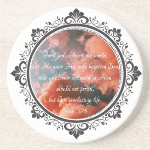 John 3:16 Sandstone Coaster