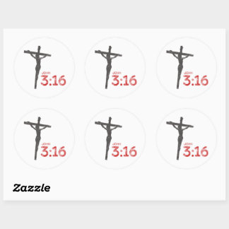 John 3:16 Scripture and crucifix Classic Round Sticker
