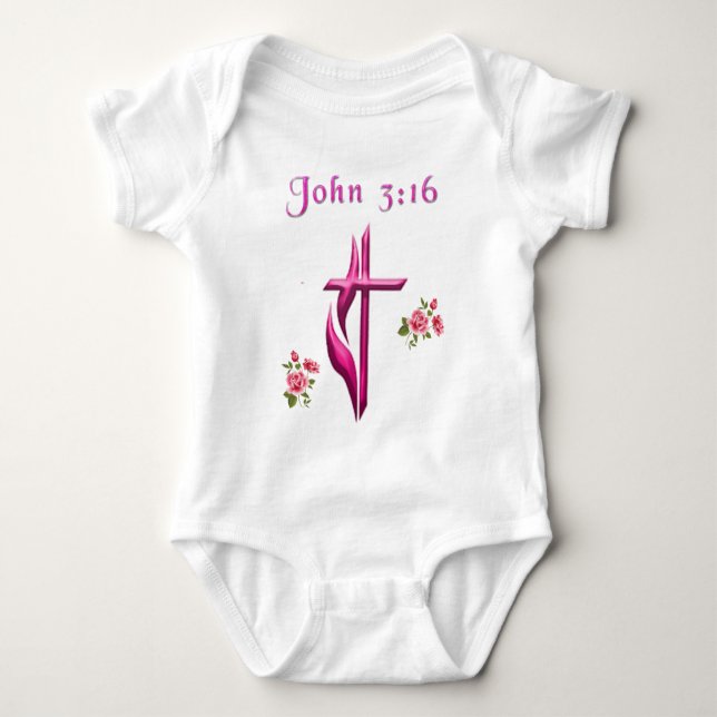 John 3:16 scripture baby bodysuit (Front)