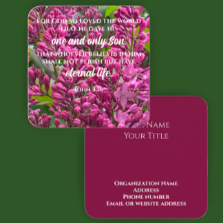 John 3:16 Scripture Card Flower Photo Custom Text