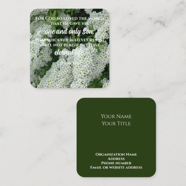 John 3:16 Scripture Card Flower Photo Custom Text (Front/Back)