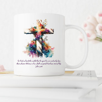 John 3:16 Scripture Cross Christian Bible Verse Coffee Mug