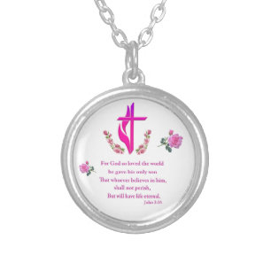 John 3:16 silver plated necklace