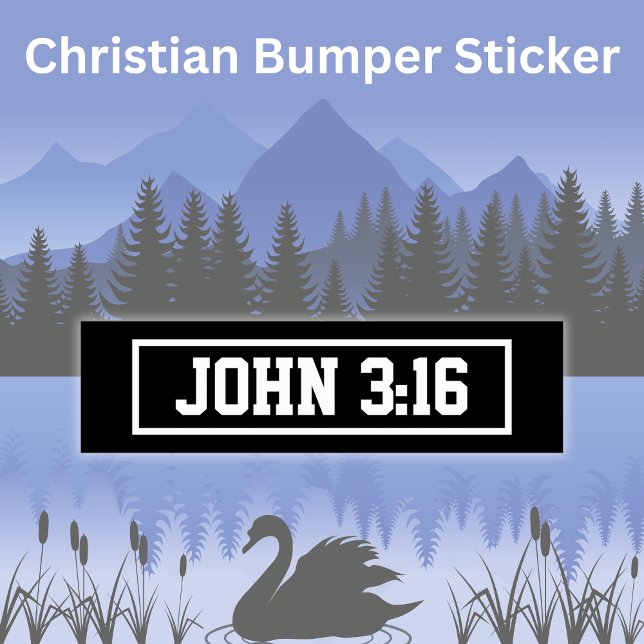 John 3:16 Simple Modern Black and White Christian Bumper Sticker (John 3:16 Christian Bumper Sticker )