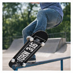John 3:16 Simple Modern Black and White Christian Skateboard<br><div class="desc">Modern,  simple design. JOHN 3:16. Black background with white text and border. #christian #gospel</div>