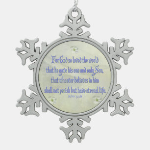 John 3:16 snowflake pewter christmas ornament