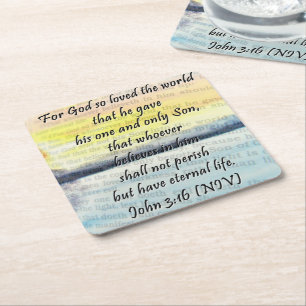 John 3:16 square paper coaster