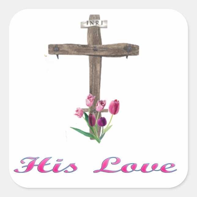  john 3:16 square sticker (Front)