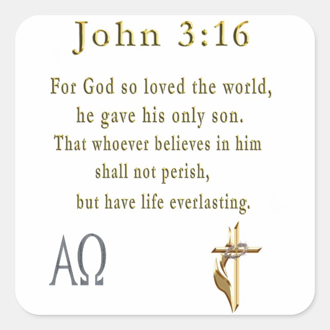 John 3:16 square sticker (Front)