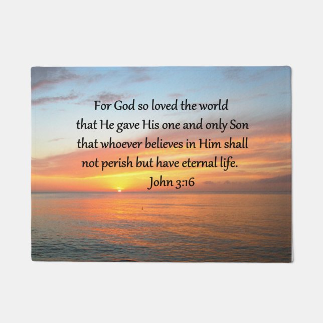 JOHN 3:16 SUNRISE OVER THE OCEAN PHOTO DOORMAT (Front)